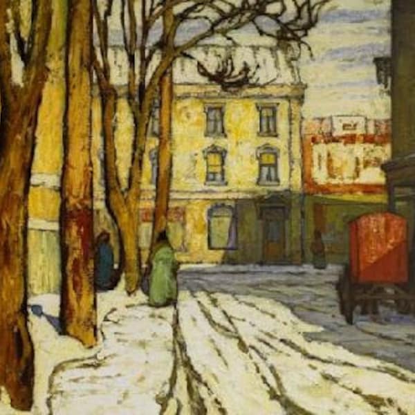 Lawren S. HARRIS Toronto Street Winter Morning 1920 Giclee Canvas Groupe des Sept œuvres d’art NOUVEAU Patrimoine canadien Urbain Ontario Neige de Noël