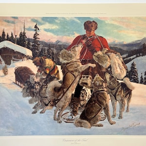 Arnold FRIBERG &quot; Companions Of The Trail &quot; PRINT RCMP Canadian Police Veteran Artwork Gift Hand Signed Numbered Rare and Collectible Art Dog
