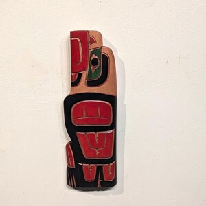 Eagle Richard KRAWCHUK Squamish Artist has Hand Carved and Signed Original Indigenous Wall Totem Protect your home perfect gift OOAK New Art