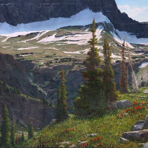25 &quot; Alpine Reverie &quot; RARE Carole COOKE Limited Edition CANVAS Western Art Landscape Rocky Mountains Enormity Strength Craggy Range Meadow