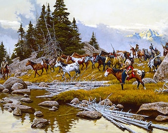 75 Frank C. McCarthy " Where Tracks Will Be Lost " Limited Edition Anniversary CANVAS Digitally Remastered 24Hx48W Western History Horses