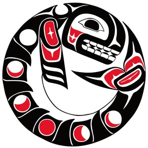 Lon FRENCH &quot;Ciclo della Luna&quot; Tela Autentica Indigena da Collezione Edizione Limitata Dimensioni 195 Made In Canada arte Bold Outline Eagle Haida