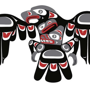 John A Sharkey Eagle Crest Canvas 27&quot; x 18&quot; Authentic Indigenous Canadian Native art First Nations Northwest Coast Salish Indian
