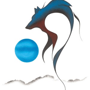 Isaac Bignell &quot;Wolf Spirit I&quot; Canvas Authentic Indigenous Limited Edition & Signed  Made In Canada Collectible Native Art Aboriginal Wolf