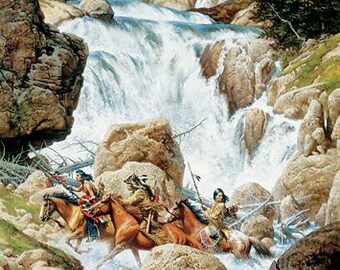 35 Frank C. McCarthy "Roar of The Falls" Limited Anniversary Edition CANVAS 36Hx24W Waterfall Horses Award Winning Master of Western Art