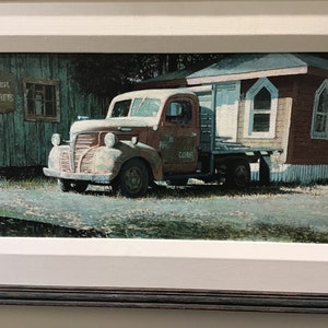 Alan WYLIE “ Original OIL on Board 11” x 22&quot; (Image Size) Old Truck ” High realism painting incredible Canadian artist ORIGINAL signed