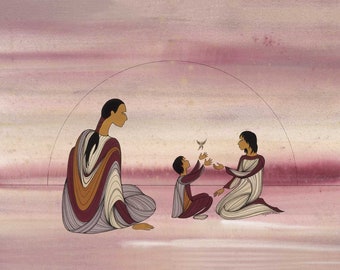 MAXINE NOEL " Spring Morning " Canvas Authentic Indigenous Collectible Limited Edition Size of 495 Made In Canada art Figures Together
