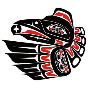 LON FRENCH &quot; Trickster &quot; Canvas Authentic Indigenous Haida Gwaii First Nation British Columbia Northwest Coast Native Art Graphic Native