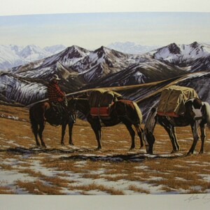 John SCHNURRENBERGER &quot; Windy Pass &quot; Limited Edition Print Signed & Numbered art Certificate of Authenticity Mint condition Horses Mountains