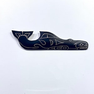 Whale Original First Nations Coast Salish Native Carving by David LOUIS Signed Indigenous hand carved Authentic Wall Art ORCA Wood Handmade