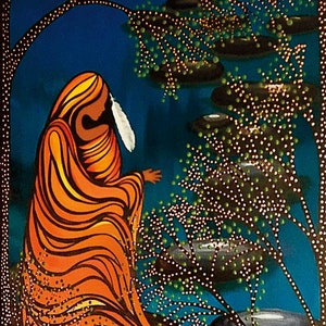 BETTY ALBERT &quot; Water Prayers &quot; Canvas Authentic Indigenous Collectible Made In Canada Native art Cree First Nations Aboriginal Riverside