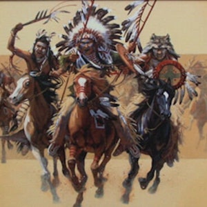 Bev DOOLITTLE &quot; Beyond Negotiations  &quot; Limited Edition art Canvas Signed & Numbered Camouflage Native Collectible RARE Giclee Canvas War