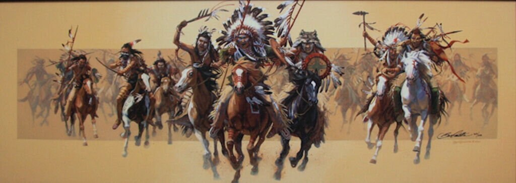 Bev DOOLITTLE " Beyond Negotiations  " Limited Edition art Canvas Signed & Numbered Camouflage Native Collectible RARE Giclee Canvas War
