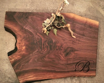 Personalized Charcuterie Board - Live Edge Walnut Cheese Board -  #S15B