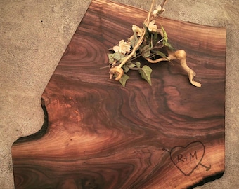 One of a Kind Live Edge Walnut Cheese Board with Custom Engraving - #O3A