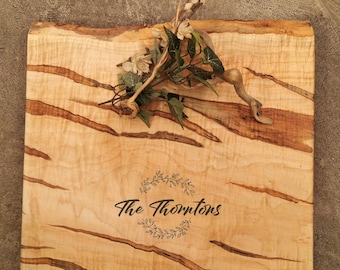 Personalized Cutting Board - Live Edge *One of A Kind* Maple Cheese Board - #O12C