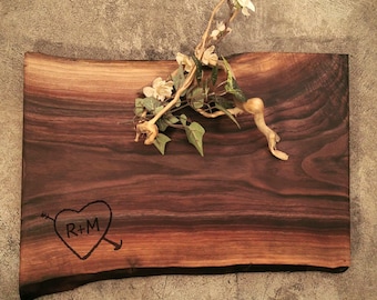Live Edge Walnut Engraved Cheese Board -  #S19A