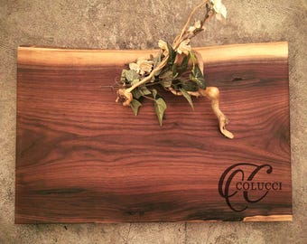 Personalized Cutting Board - One of a Kind Live Edge Walnut Cheese Board - #S23D