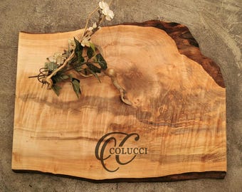 Personalized Cutting Board - Live Edge *One of A Kind* Maple Cheese Board - #O12A