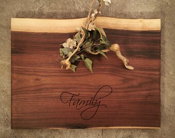 Engraved Live Edge Walnut Cutting Board -  #S19B