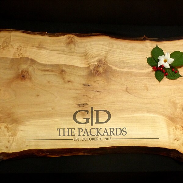 XLarge Live Edge Cutting Board Luxury *One of A Kind* Maple Personalized 28.5x15.5x1.25 w/Feet & Wood Butter Custom Wedding Gift Anniversary