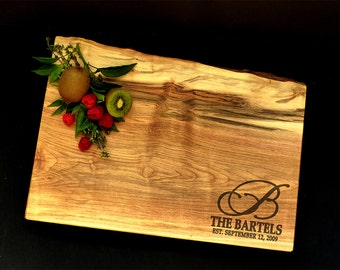 Personalized Cutting Board - Live Edge Maple Cheese Board w/Feet