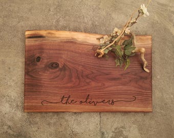 Personalized Walnut Charcuterie Board - Live Edge Cheese Board -  #M6C