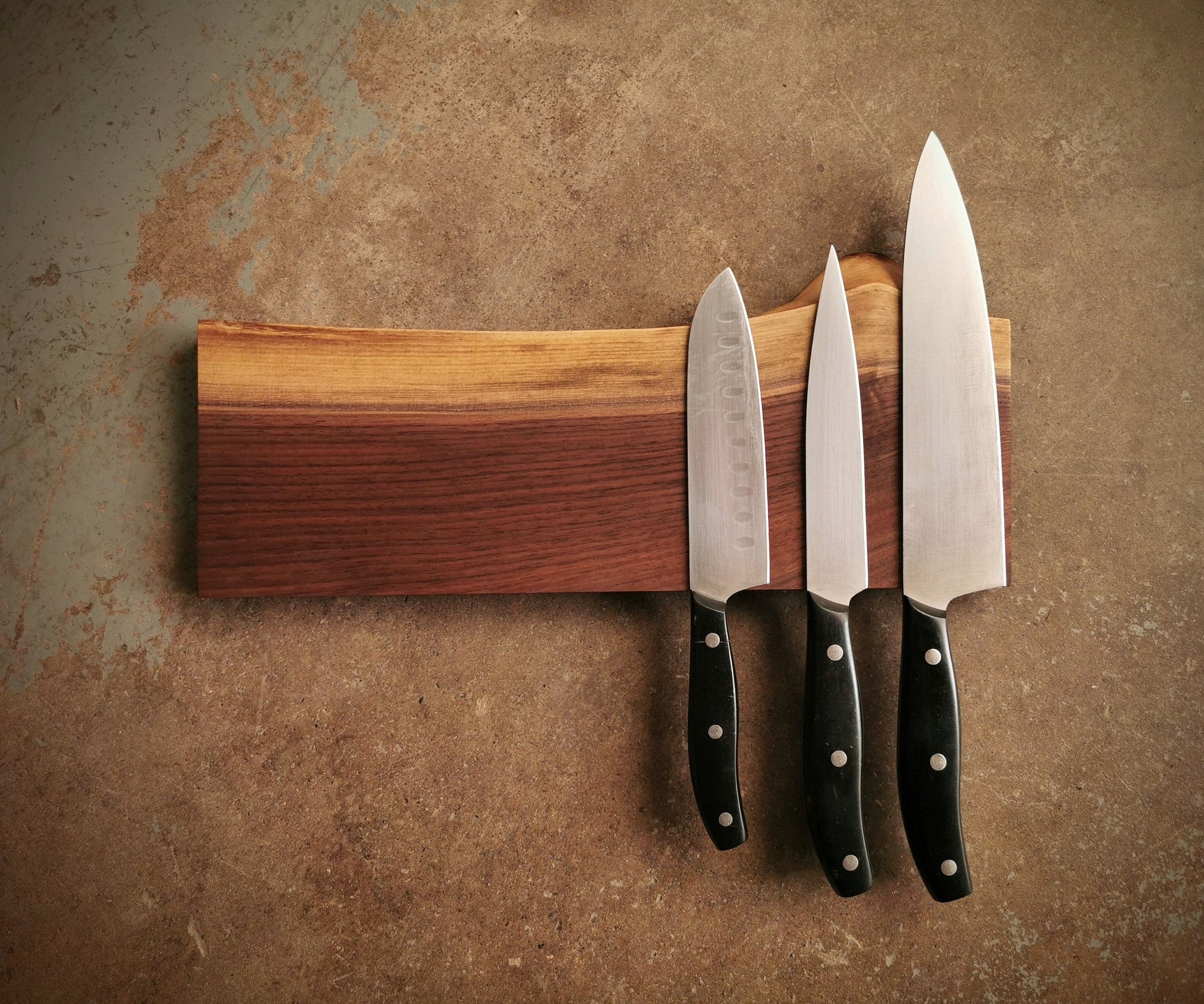 14 Inch Live Edge Walnut Knife Holder Wooden Knife
