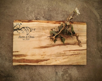 Live Edge Maple Personalized Cutting Board with Branch Design - #M23C