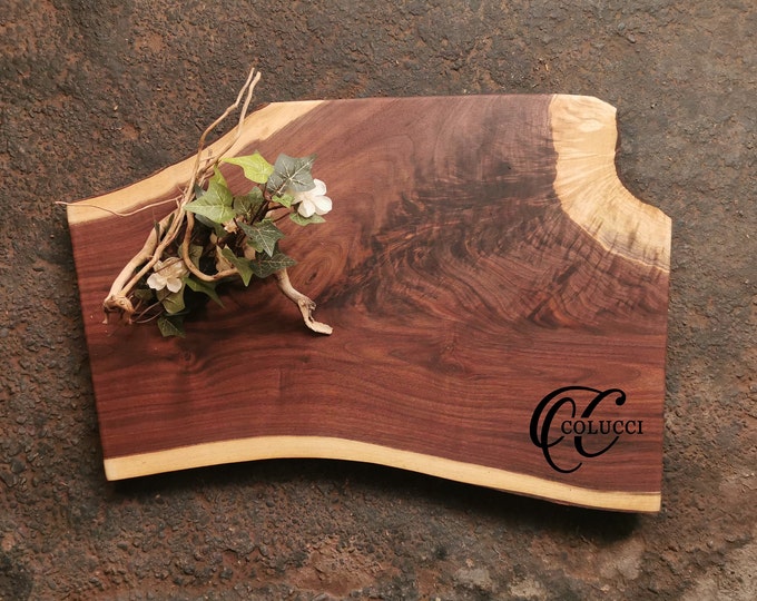 Featured listing image: Personalized Cutting Board - One of a Kind Live Edge Walnut Cheese Board - #323A