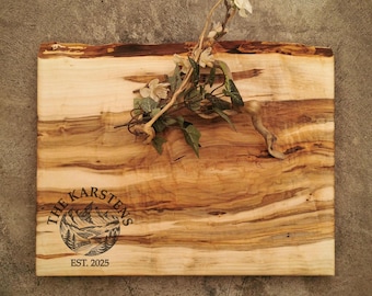 Custom Personalized Live Edge Maple Cutting Board with Mountain Design - #S23A