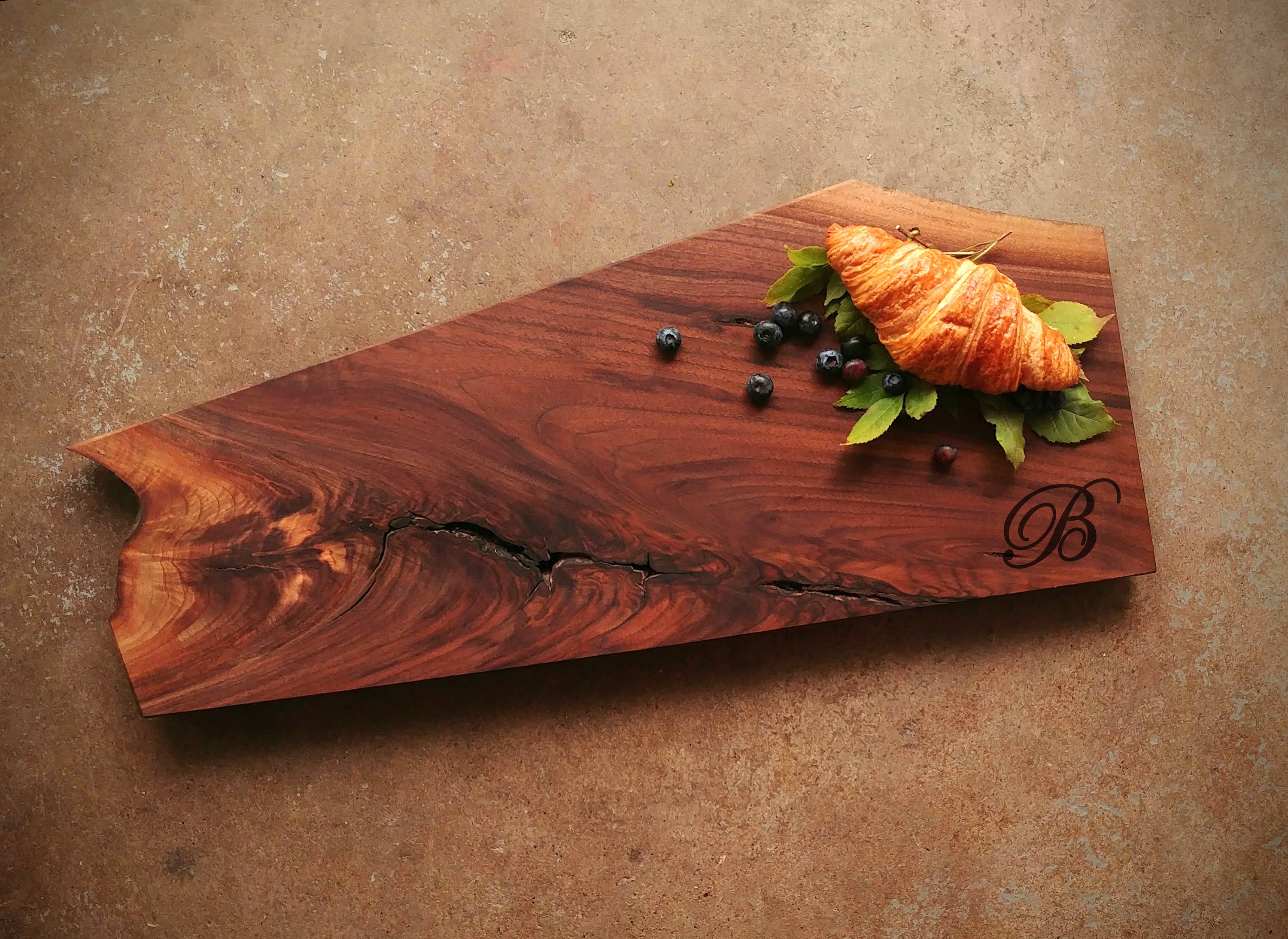 Personalized Live Edge Walnut Cheese Board
