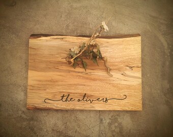 Personalized Cutting Board - Live Edge *One of A Kind* Maple Cheese Board - #J8A