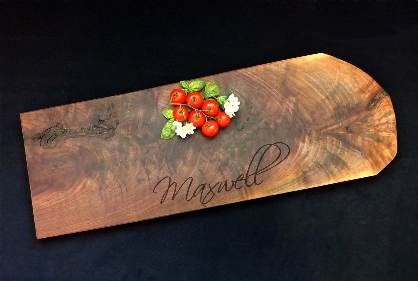 One of A Kind XLarge Walnut Personalized Luxury Live Edge Cutting Board