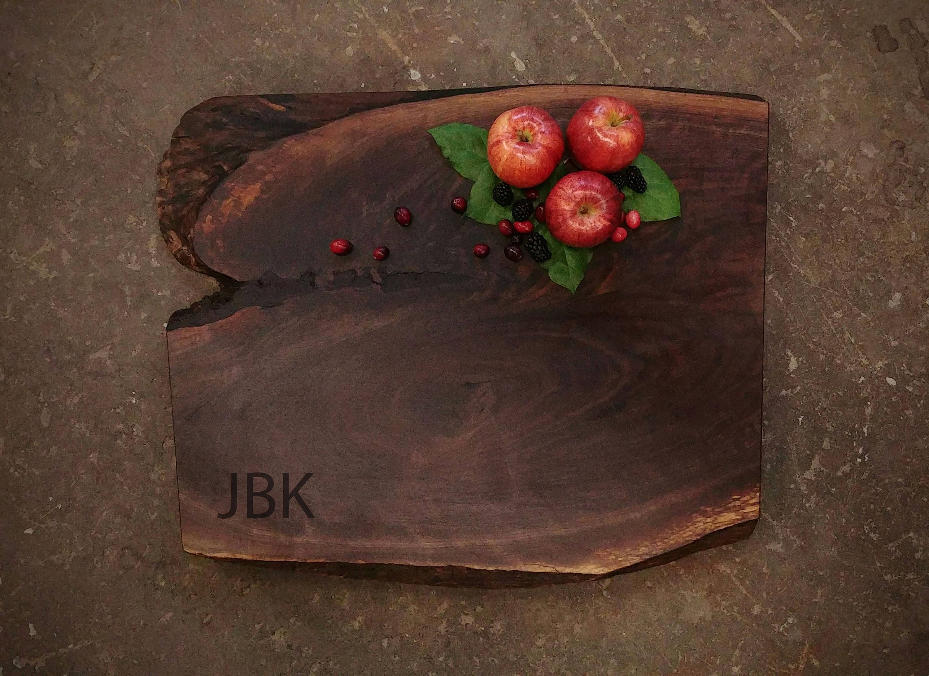 XLarge Personalized Live Edge Walnut Cutting Board w/Feet & Wood Butter