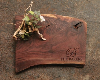 Personalized Charcuterie Board - Live Edge Walnut Cheese Board -  #323C