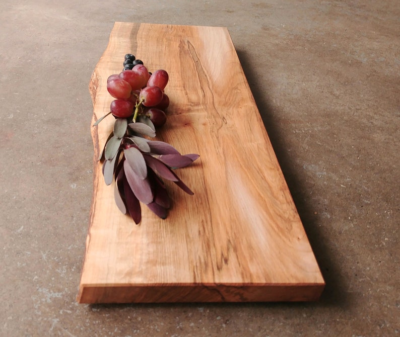 Personalized Cheese Board 20x8 inches Live Edge Cutting Board in Maple w/non skid feet and OSO Wood Butter image 2