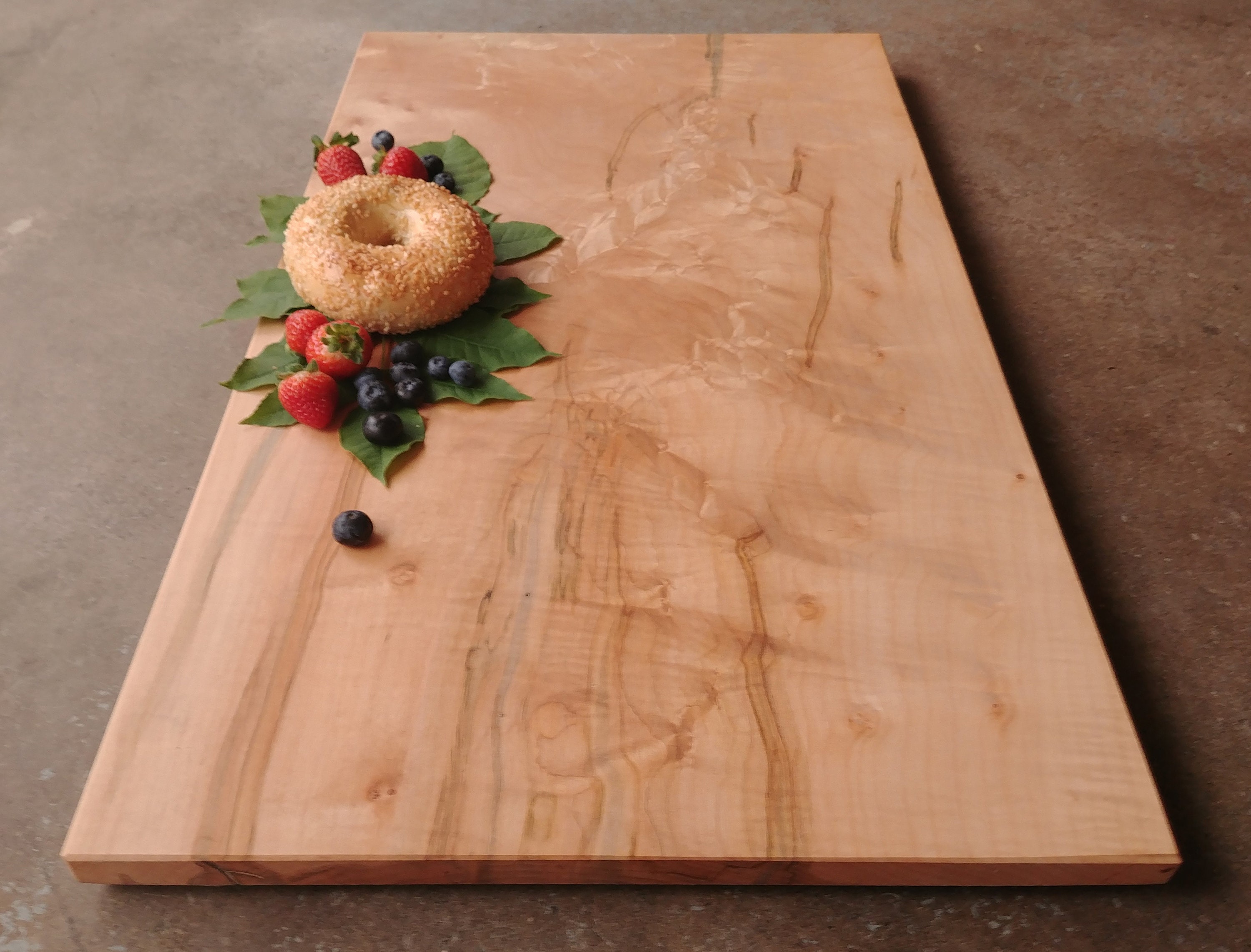Large Personalized Cutting Board Bird's Eye Maple w/Feet & Wood