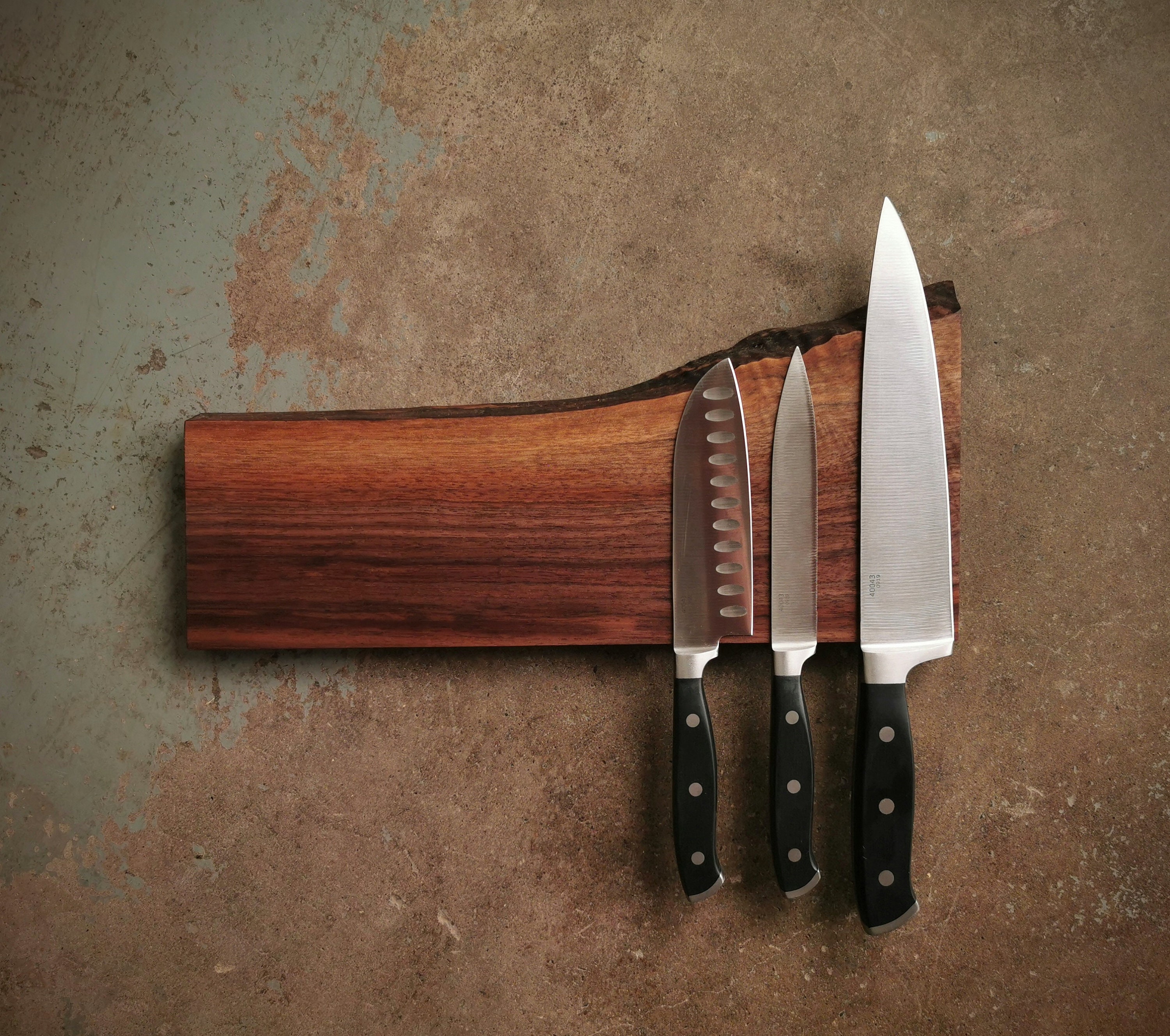 14 Inch Live Edge Walnut Knife Holder Wooden Knife