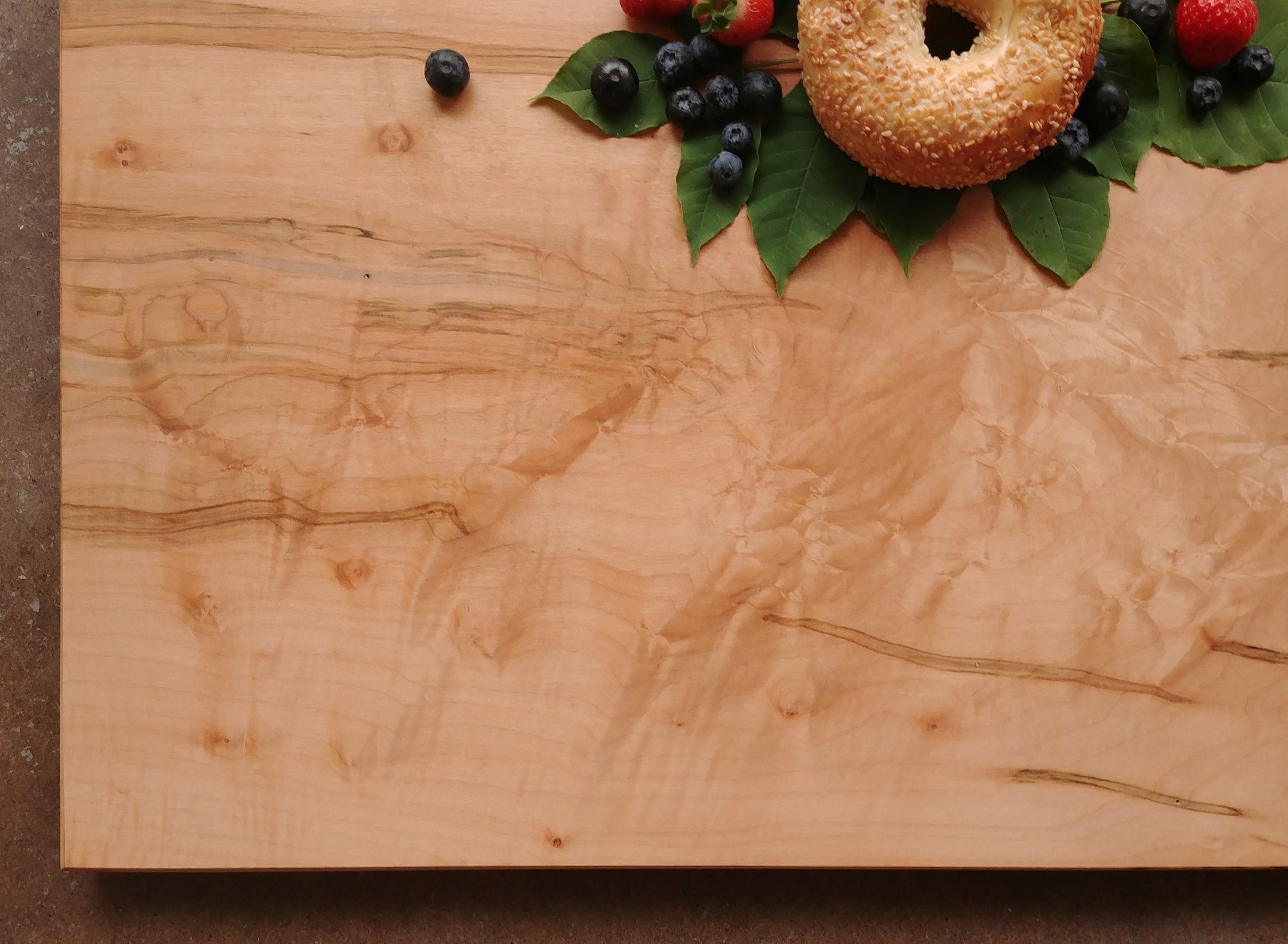 Large Personalized Cutting Board Bird's Eye Maple w/Feet & Wood