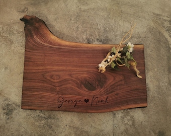 Personalized Walnut Charcuterie Board - Live Edge Cheese Board -  #N824A