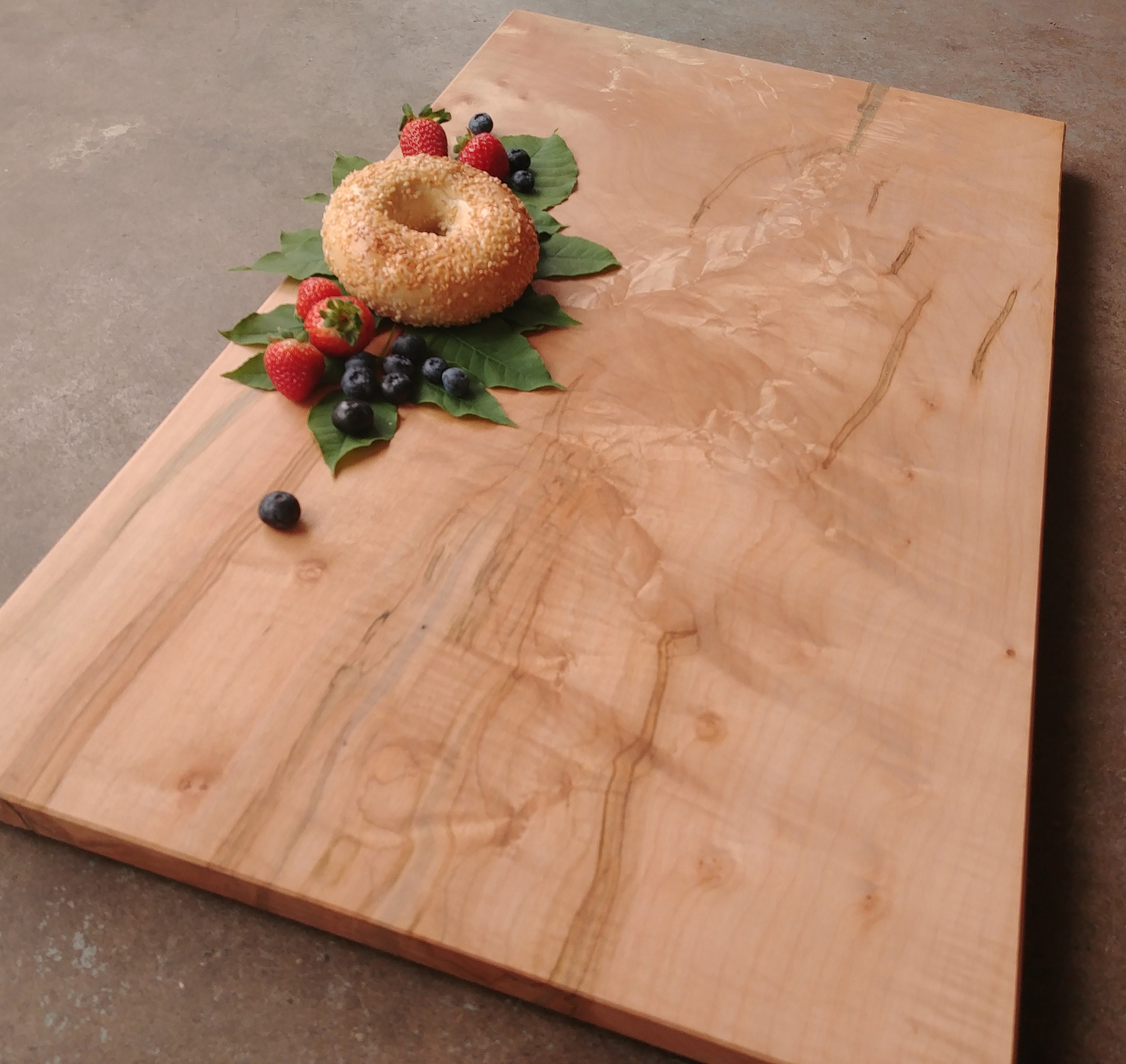 Large Personalized Cutting Board Bird's Eye Maple w/Feet & Wood