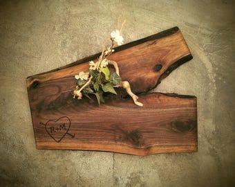 Personalized Charcuterie Board - Live Edge Rustic Walnut Cheese Board -  #M15B