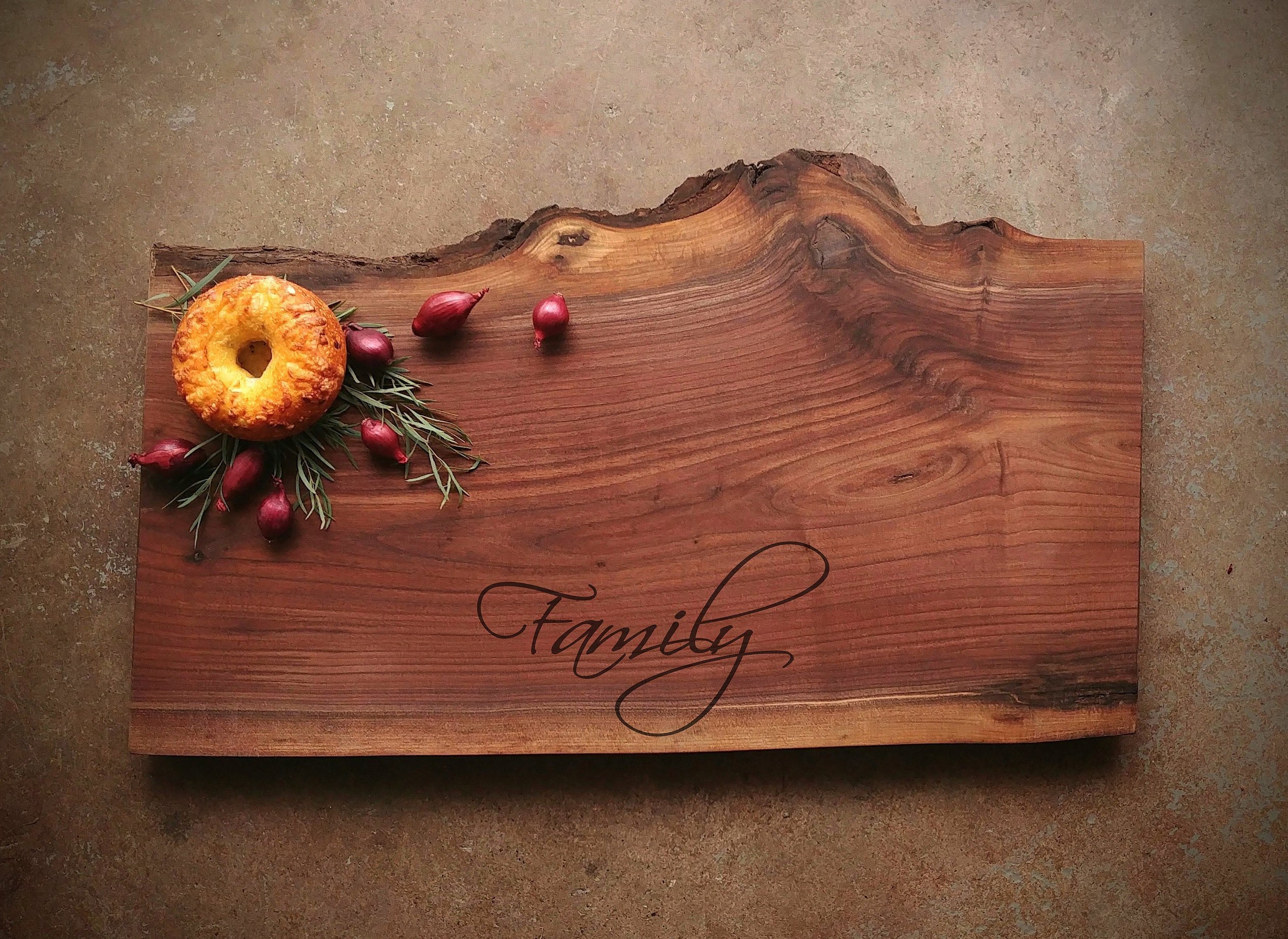 Black Walnut Live Edge Personalized Cutting Board