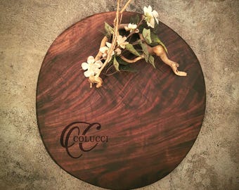 Personalized Round Cutting Board - One of a Kind Walnut Cheese Board - #N21E