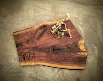Personalized Cutting Board - One of a Kind Live Edge Walnut Cheese Board - #M15A