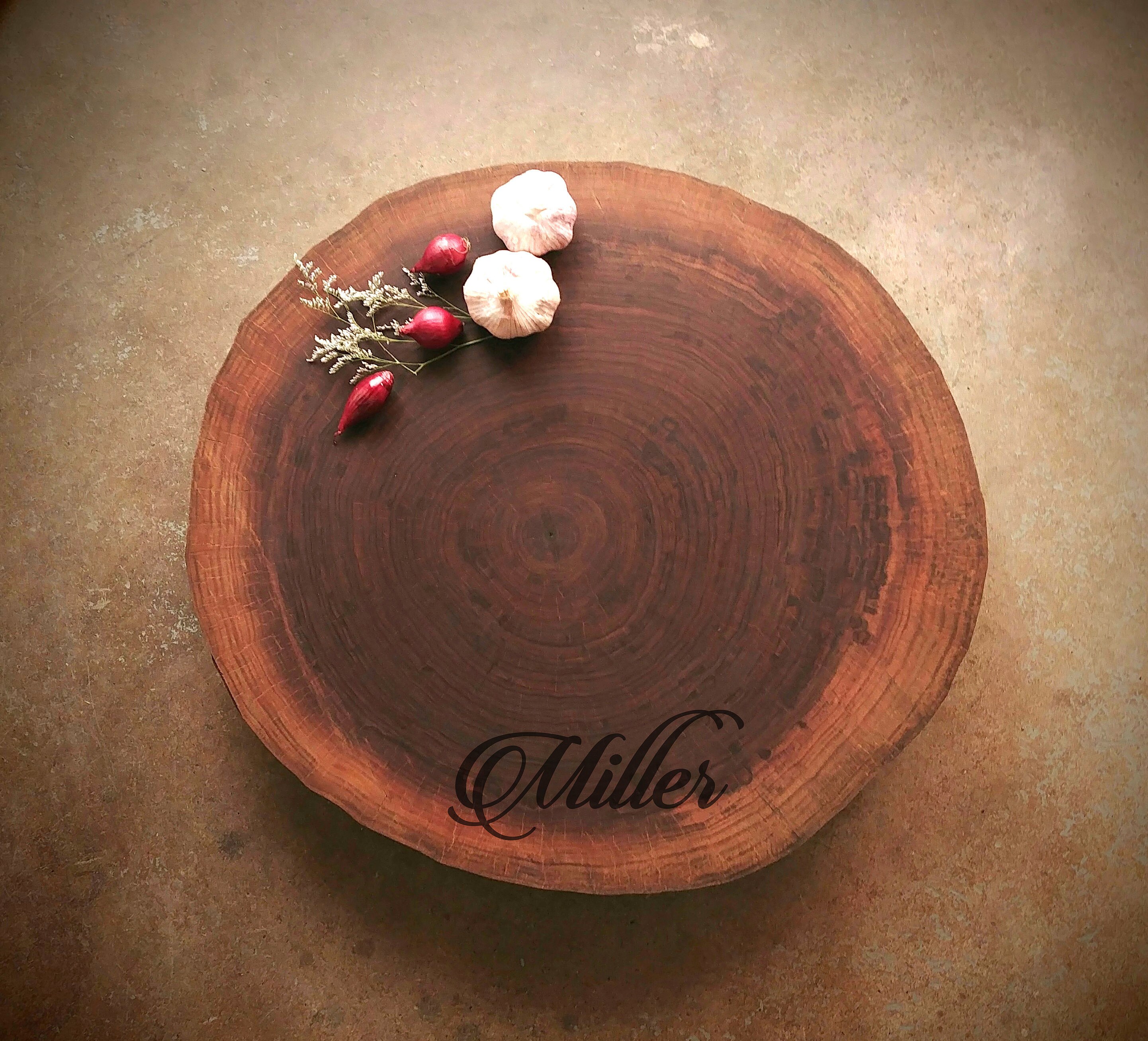 Extra Large Personalized Cutting Board - Round Cutting Board - Walnut