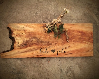 Rustic Personalized Cutting Board - Live Edge Maple Cheese Board - #A26A