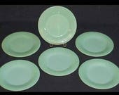Six (6) Fire King Jadeite Jadite G315 Restaurant Ware 5 1 2 quot Bread Butter Plates FireKing by Anchor Hocking
