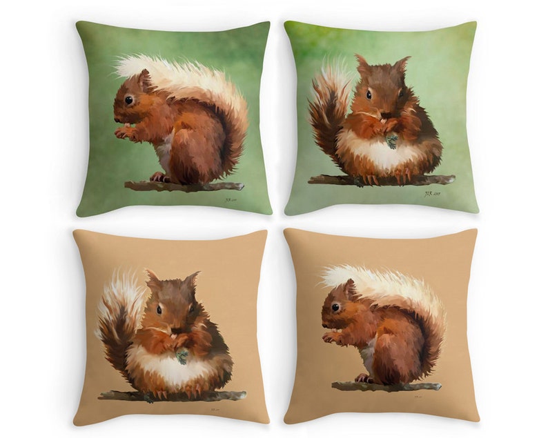 Red Squirrel Throw Pillow Garden Wildlife Scatter Cushion Etsy